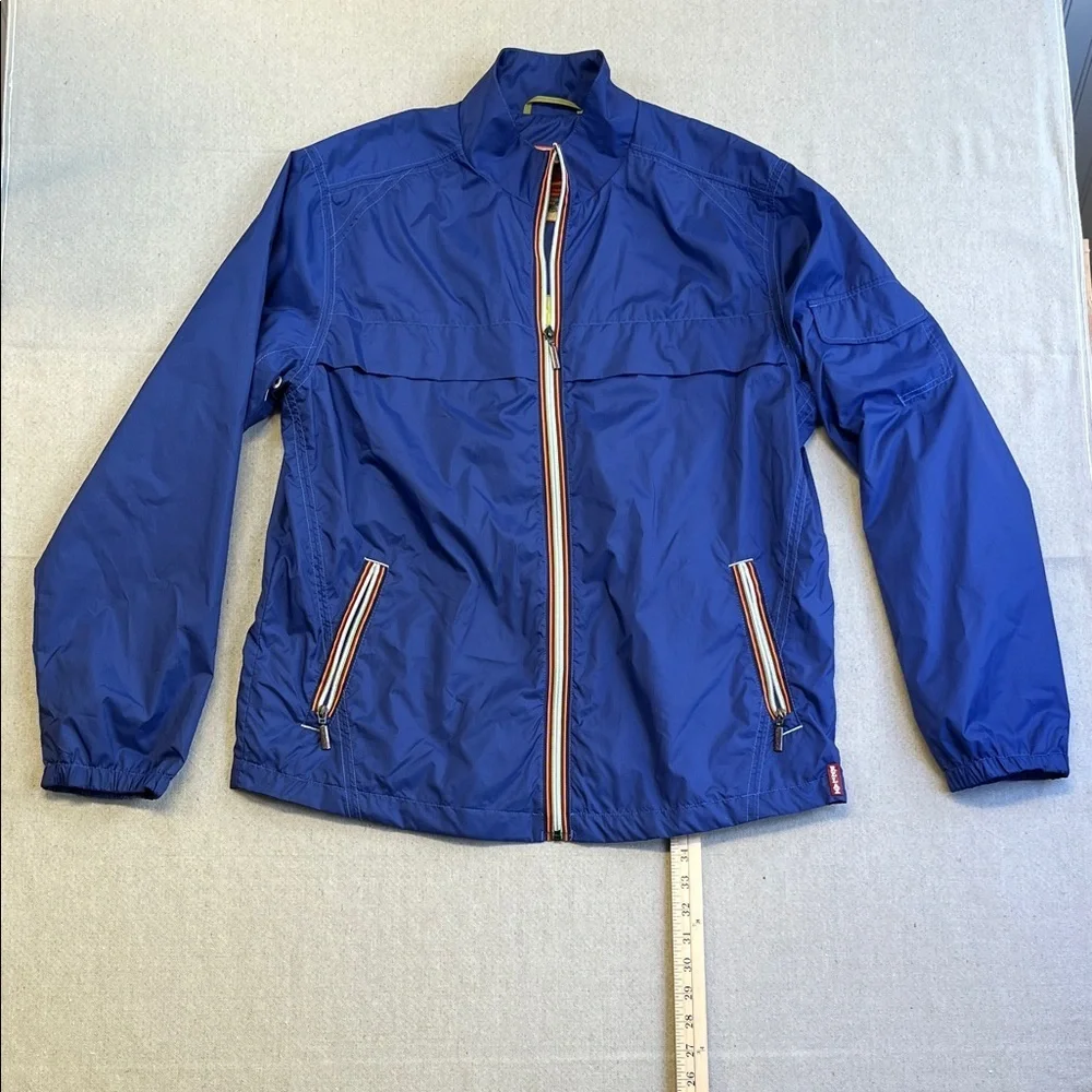 Tommy Bahama Blue Lightweight Windbreaker Jacket Full Zip Relax Logo